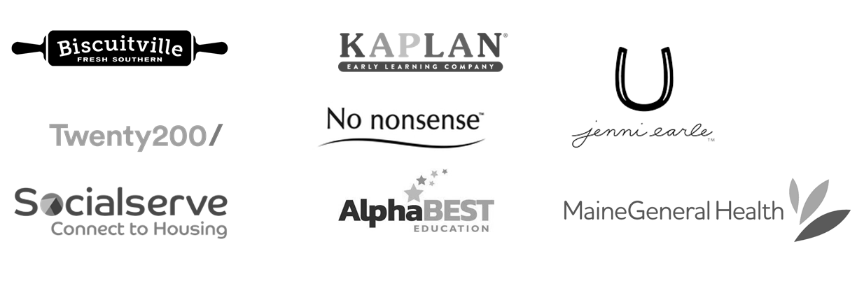 Clients: Biscuitville, Kaplan, Twenty200, No nonsense, Jenny Earle, Socialserve, Alphabest, MaineGeneral Health